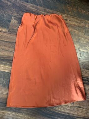 Nasty Gal Burnt Orange Satin Midi Skirt